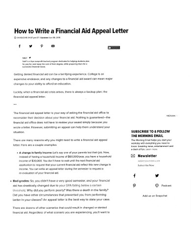 Scholarship Financial Aid Appeal Letter