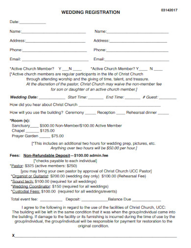 Wedding Program Registration