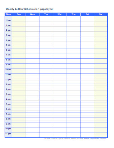 24 Hourly Schedule Planner