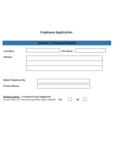 Bank Employee Application