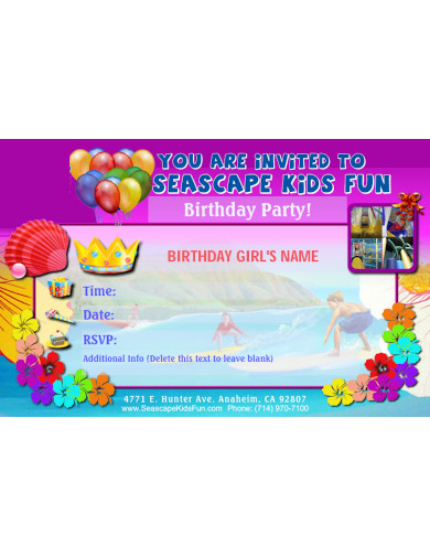 Birthday Party Blank Invitation