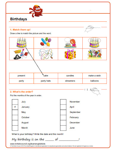 Birthdays Worksheets