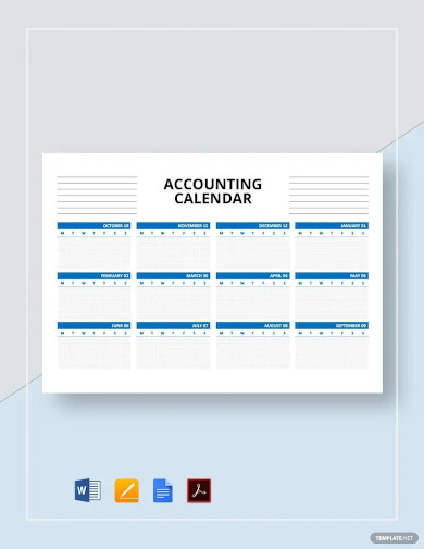 Blank Accounting Calendar