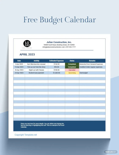Budget Calendar1