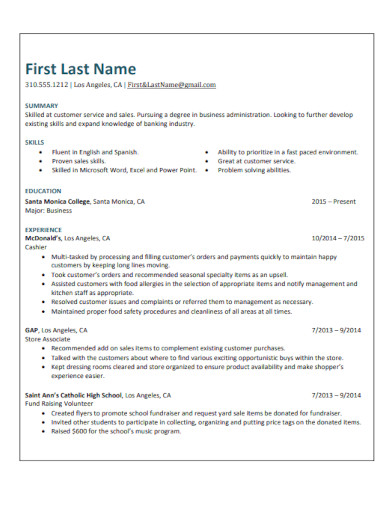 Business College Resume