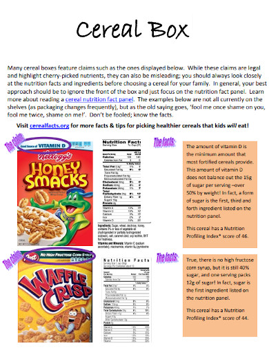 Cereal Box Nutrition Facts