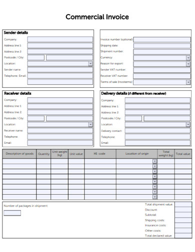 Commercial Invoice Layout