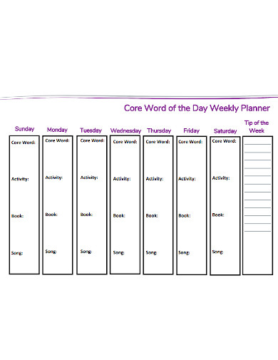 Core Word of the Day Planners