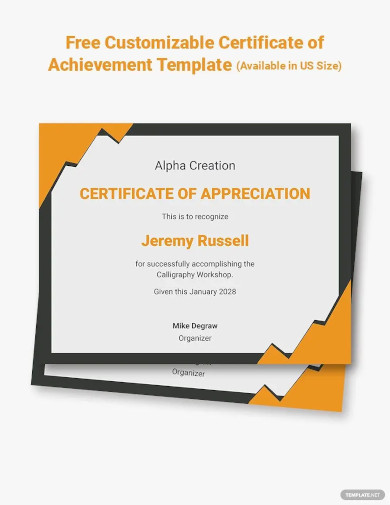 Customizable Certificate of Achievement