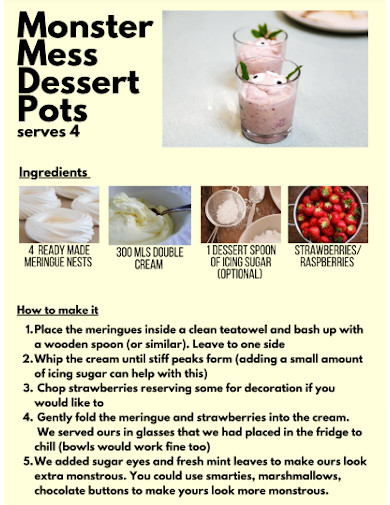 Dessert Recipe Card