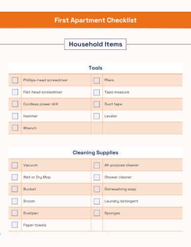 First Apartment Household Items Checklist