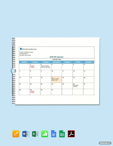 Free Blank HR Calendar