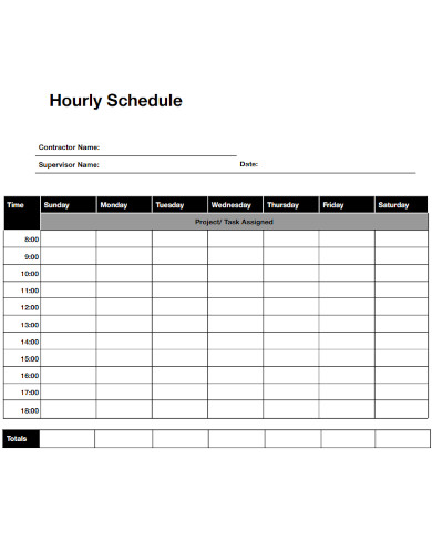 Hourly Schedule Planner