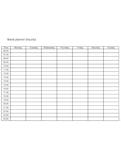 Hourly Week Planner