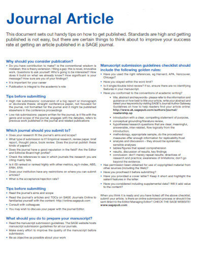 Journal Article Format Document