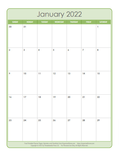 Monthly Blank Calendar