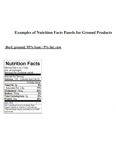 Nutrition Facts Format