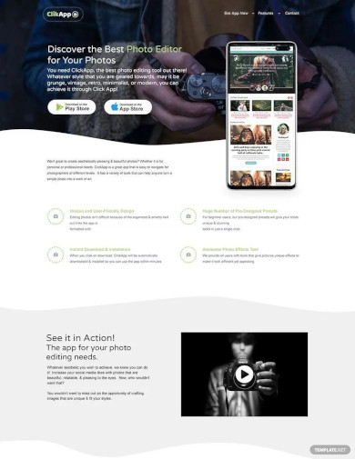 Photography Website App Landing Page