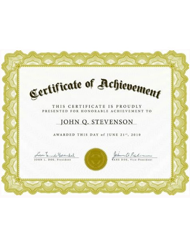 Portrait Certificate of Achievement