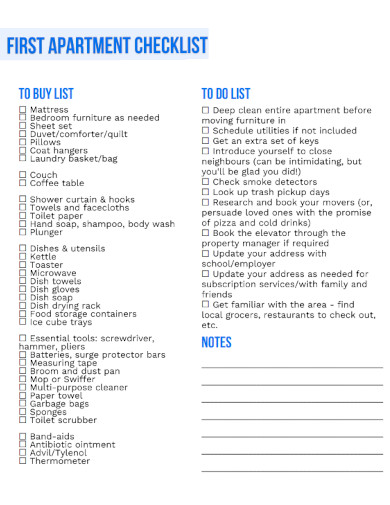 Professional First Apartment Checklist
