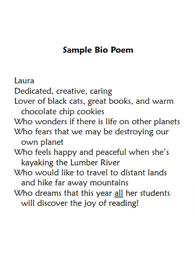 Sample Bio Poem