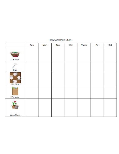 Sample Preschool Chore Chart