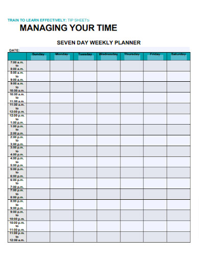 Seven Day Planner