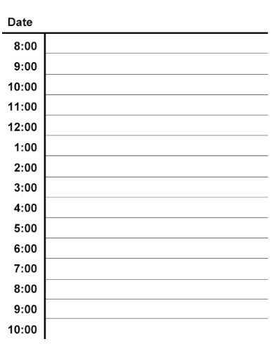 Simple Hourly Planner