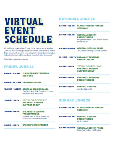 Virtual Event Schedule
