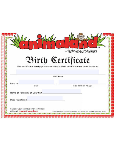 Animal Birth Certificate