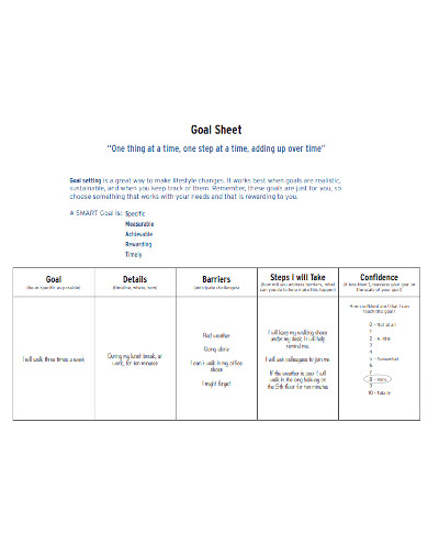 Basic Goal Sheet
