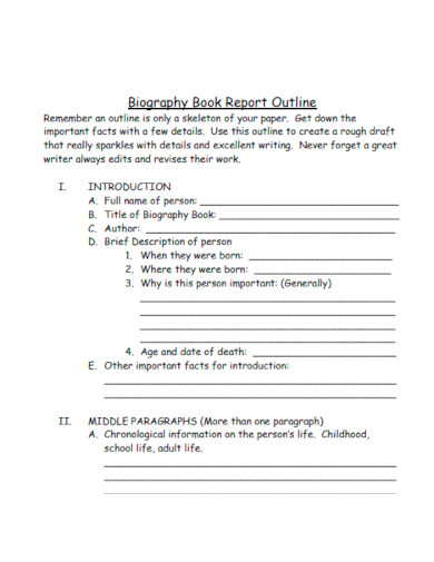 Biography Book Report Outline