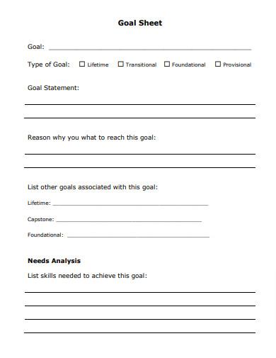 Blank Goal Sheet