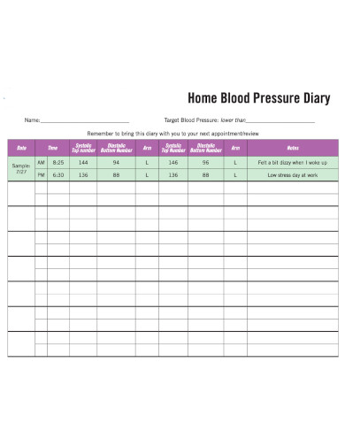 Blood Pressure Log Sheet Downloadable