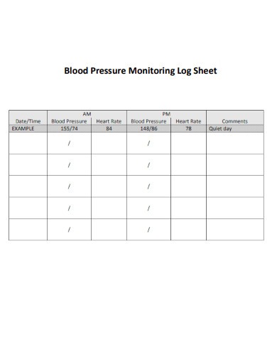 Blood Pressure Log Sheet Large Print