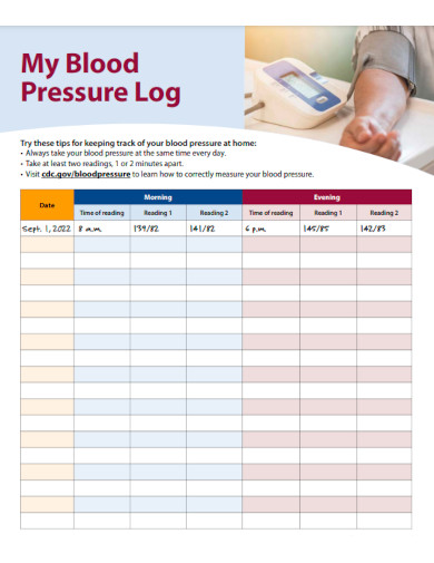 Blood Pressure Log Sheet Template