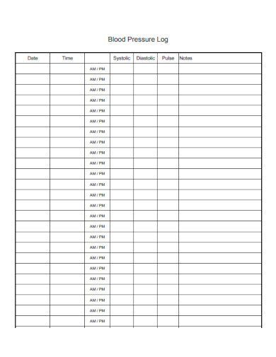 Blood Pressure Log Sheet in PDF