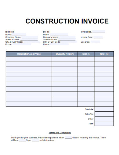 Business Construction Invoice
