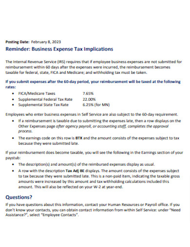 Business Expense Tax Implications
