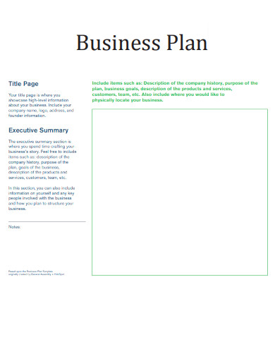 Business Plan Executive Summary template