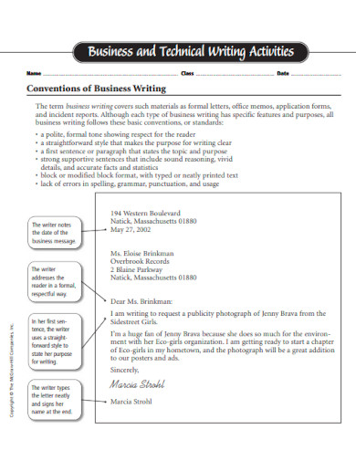 Business Technical Writing Activities