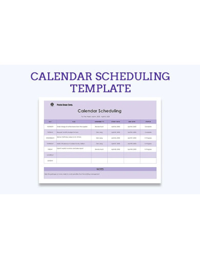Calendar Scheduling Template