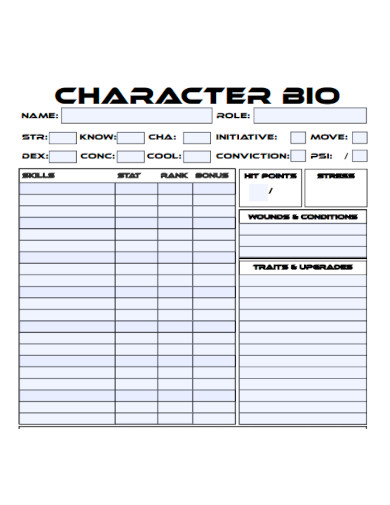 Character Bio Sheet