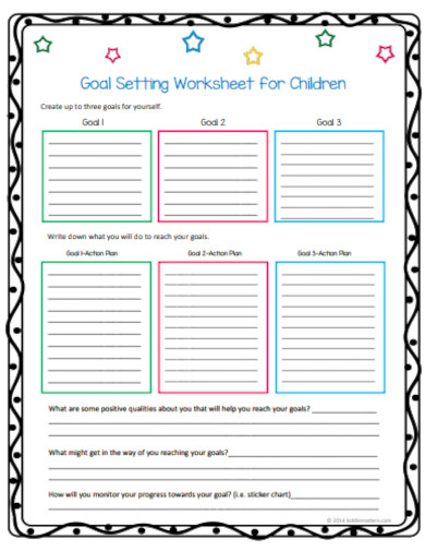 Children Goal Setting Worksheet