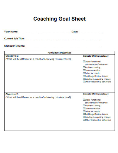 Coaching Goal Sheet