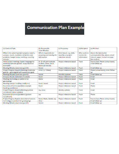 Communication Plan Example