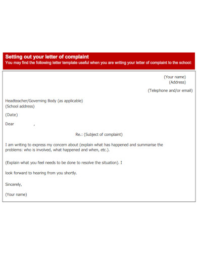 Complaint Letter Layout