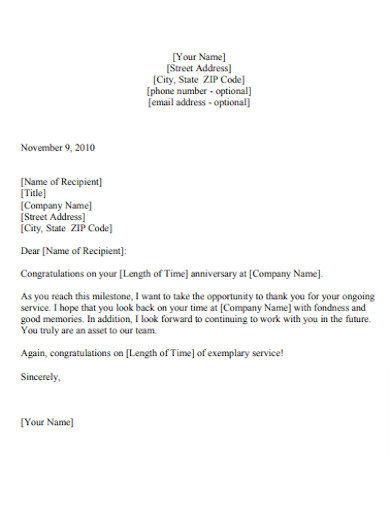 Congratulatory Letter for Employee