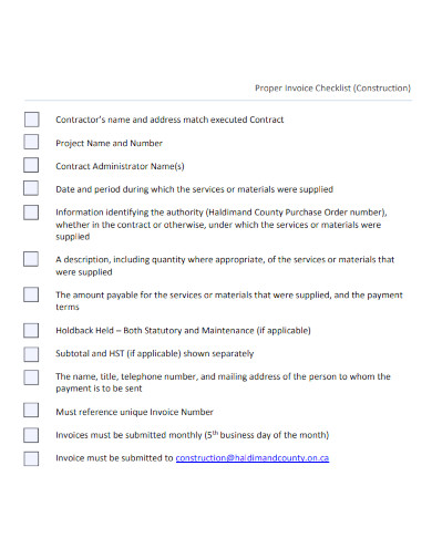 Construction Invoice Checklist