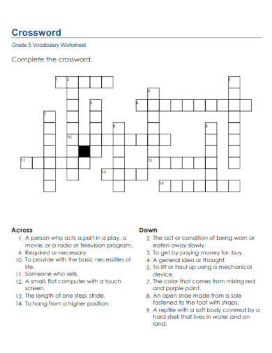 Crossword Worksheet